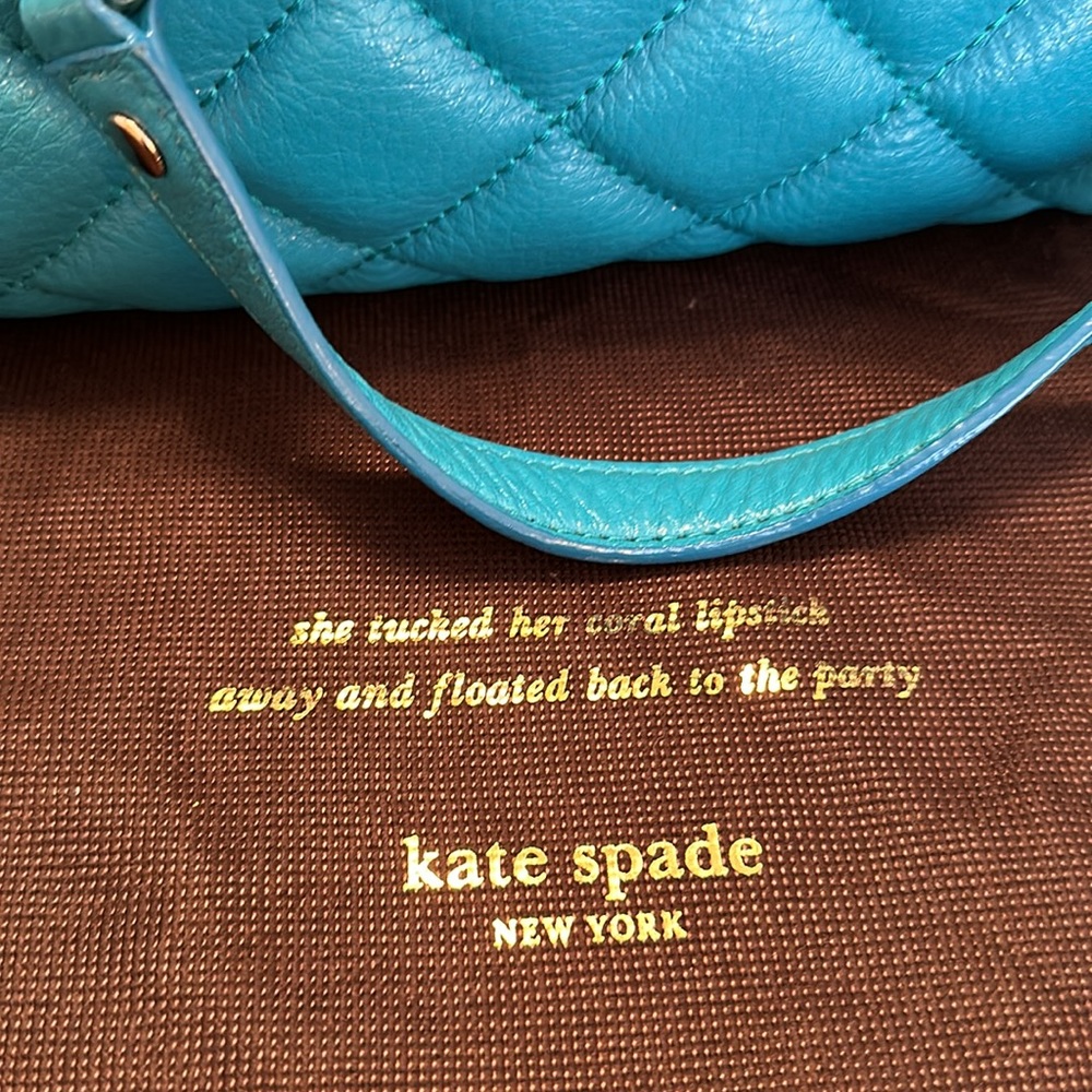 KATE SPADE Sm Maryanne Gold Coast mid teal hand bag quilted original dust bag - Picture 12 of 16